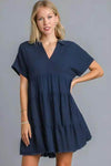 Wow Navy Blue Tiered Dress to Elevate Your Style - Estalios