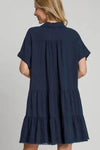 Wow Navy Blue Tiered Dress to Elevate Your Style - Estalios