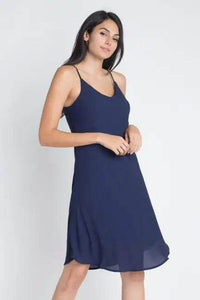 Navy Flowy Sleeveless Slip Dress for Casual Summer Style - Estalios