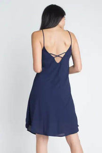 Navy Flowy Sleeveless Slip Dress for Casual Summer Style - Estalios