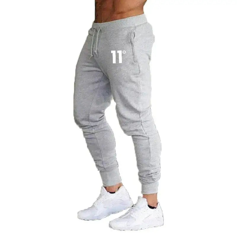 Gray sweatpants with white logo perfect for casual autumn outings in style