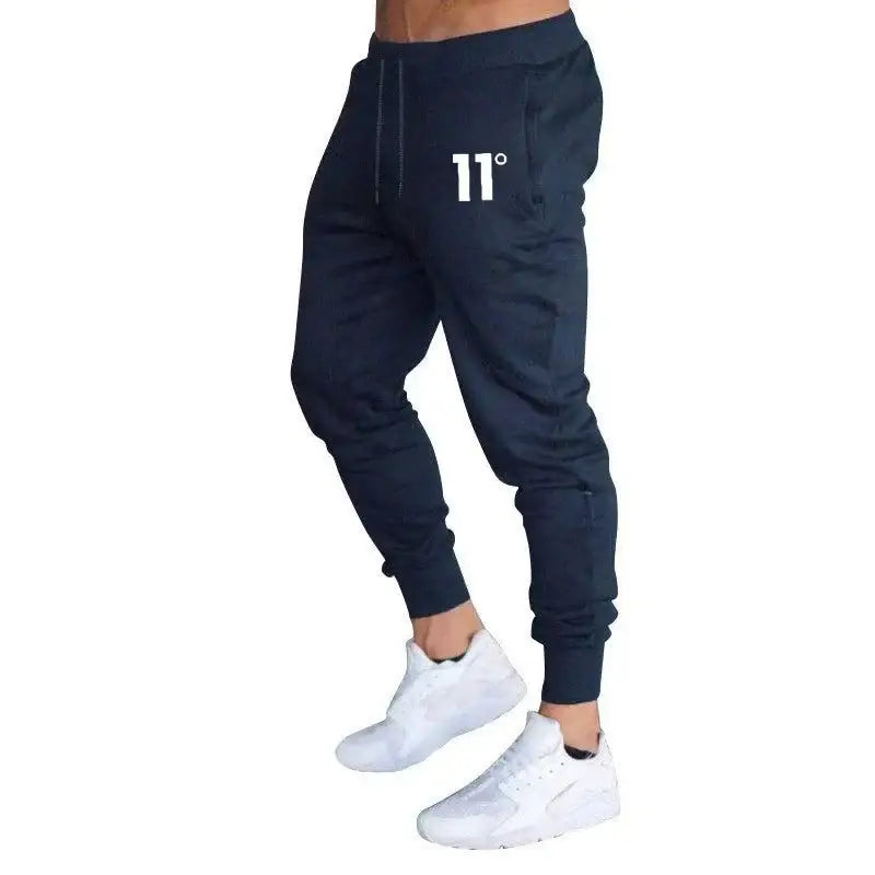 Navy blue sweatpants with white logo perfect for printed pants autumn and casual style