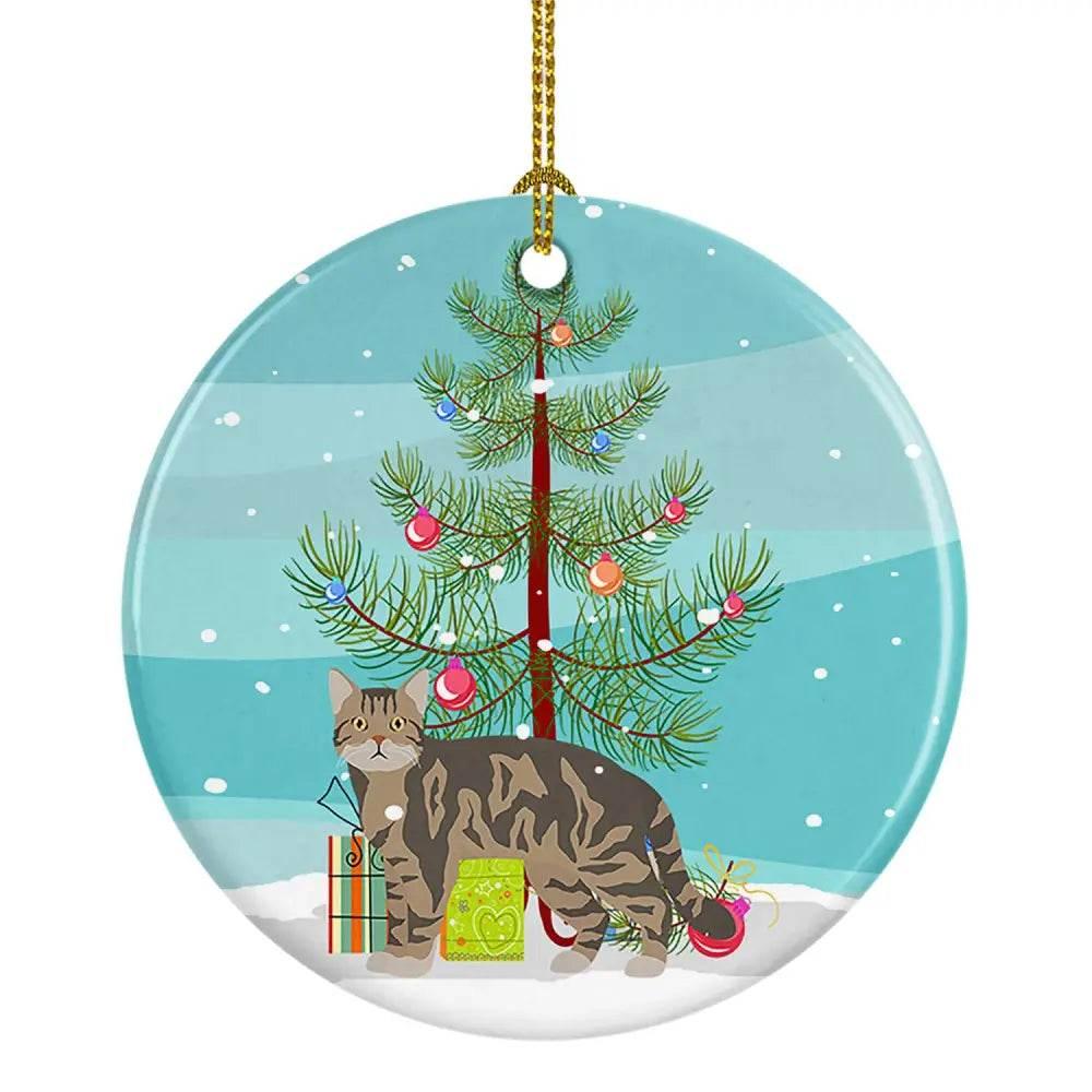 NEW American Wirehair Cat Christmas Ceramic Ornament Christmas Tree Hanging Decorations for Home Christmas Holiday, Party, Gift, 3 in, Multicolor - Estalios