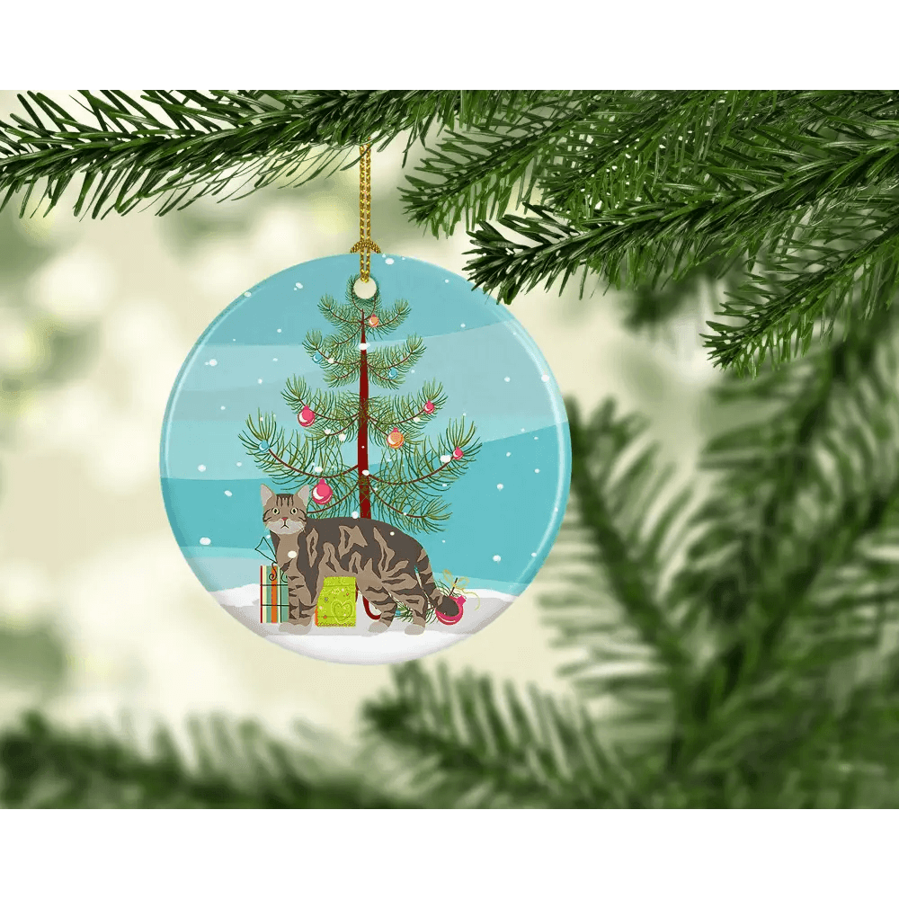 NEW American Wirehair Cat Christmas Ceramic Ornament Christmas Tree Hanging Decorations for Home Christmas Holiday, Party, Gift, 3 in, Multicolor - Estalios
