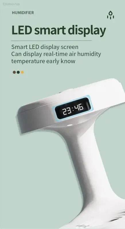 White humidifier with LED display.