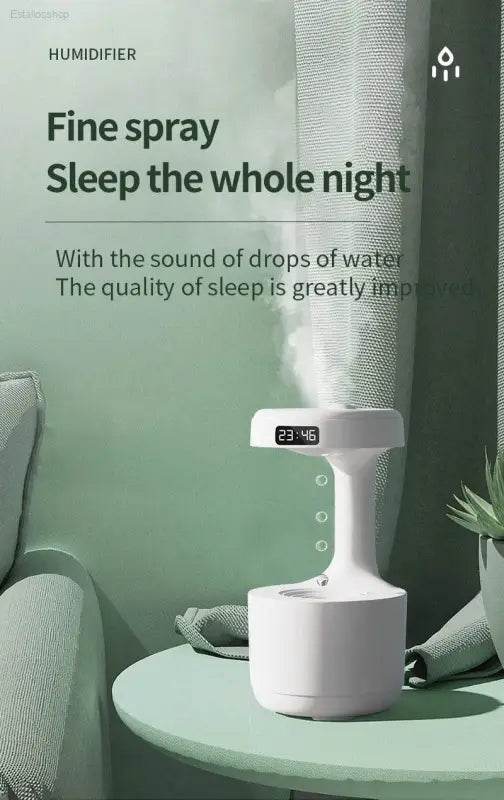 White humidifier with digital clock.