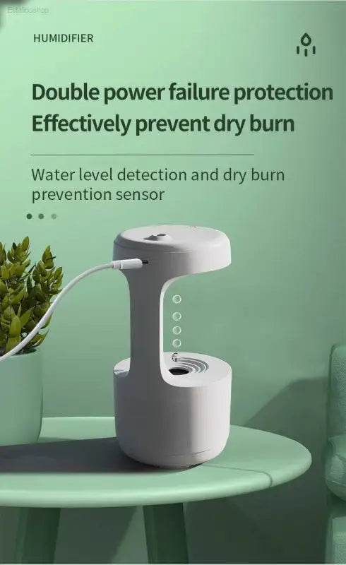 White humidifier with anti-dry burn protection.
