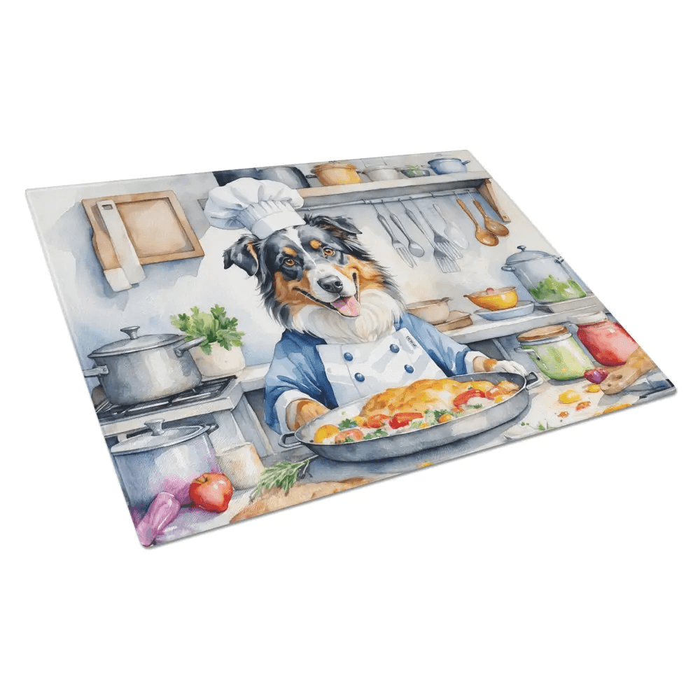 NEW Australian Shepherd Tempered Glass Cutting Board - Durable and Decorative - Estalios