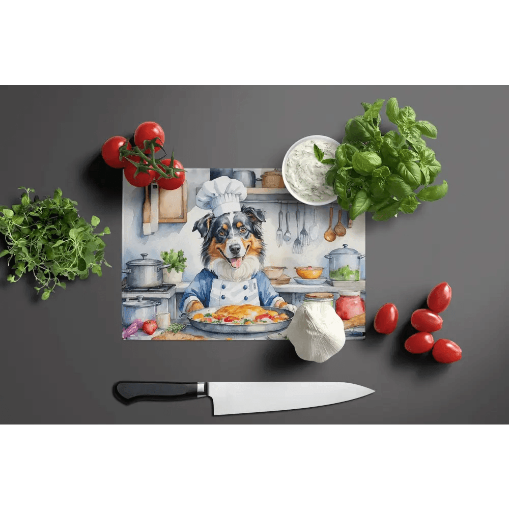 NEW Australian Shepherd Tempered Glass Cutting Board - Durable and Decorative - Estalios