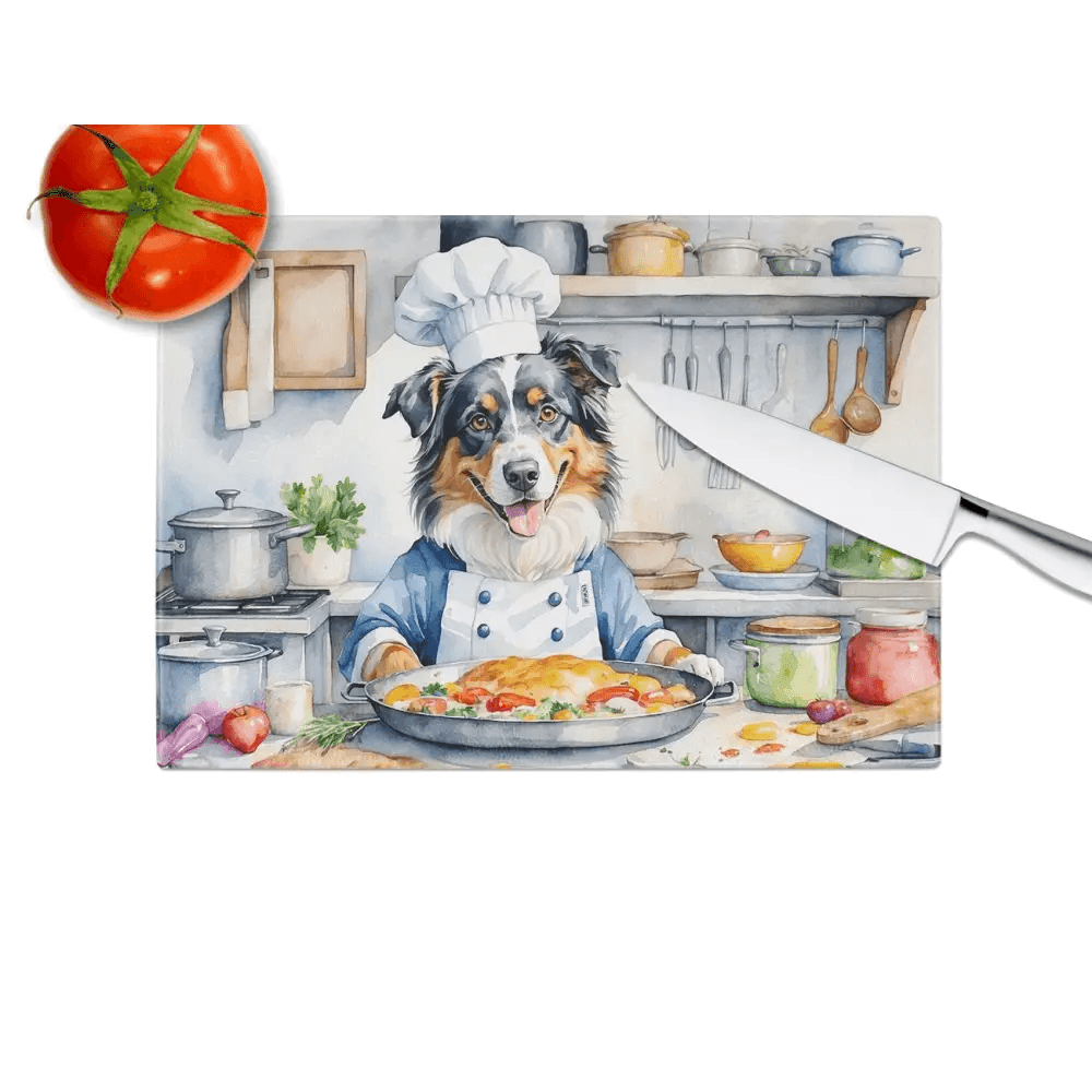 NEW Australian Shepherd Tempered Glass Cutting Board - Durable and Decorative - Estalios