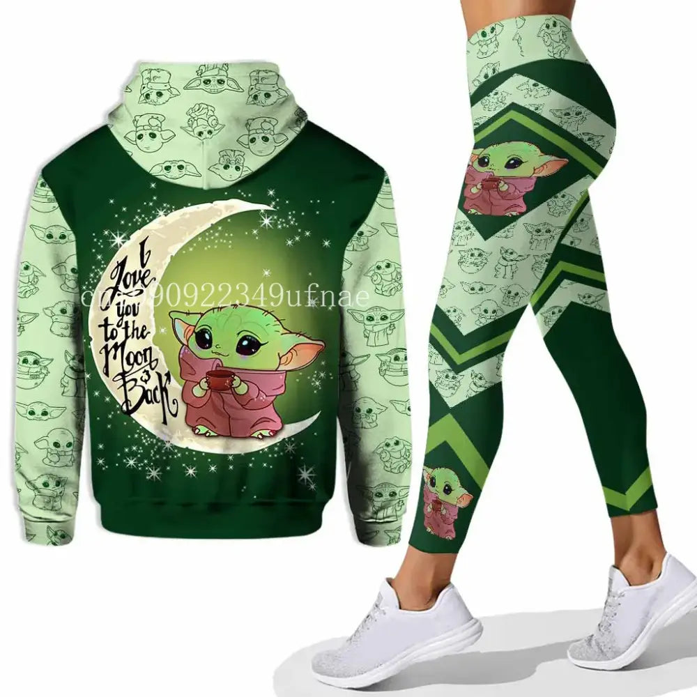 Matching Baby Yoda 3D Hoodie and Mickey Yoga Pants for stylish kids’ fashion