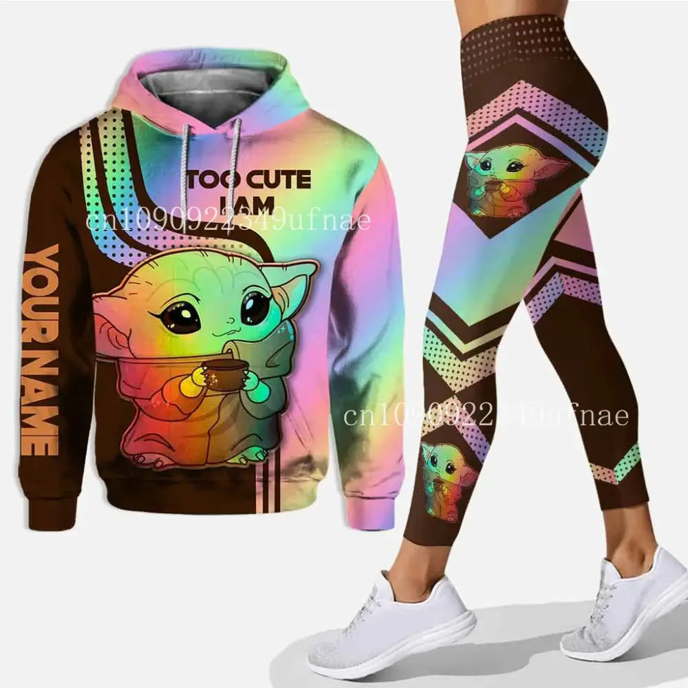 Grogu-themed hoodie and leggings set perfect for fans of Baby Yoda and Mickey Yoga Pants