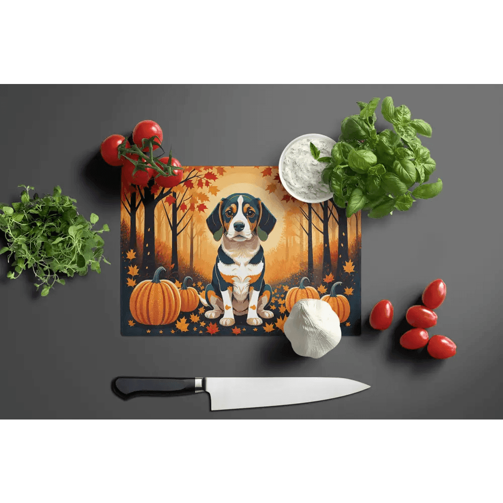 NEW Beagle Fall Decorative Glass Cutting Board - Durable Design - Estalios