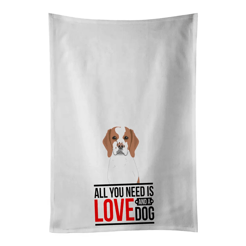 NEW Beagle Red and White Red Ticked #1 Kitchen Towel Set of 2 White Dish Towels Decorative Bathroom Hand towel for Hand, Face, Hair, Yoga, Tea, Dishcloth, 19 X 28", White.
