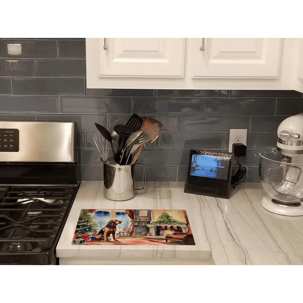 Bloodhound Cozy Christmas Cutting Board: Paw-fect Holiday Cheer! Here's a Product Description for the Bloodhound Cozy Christmas Cutting Board: - Estalios