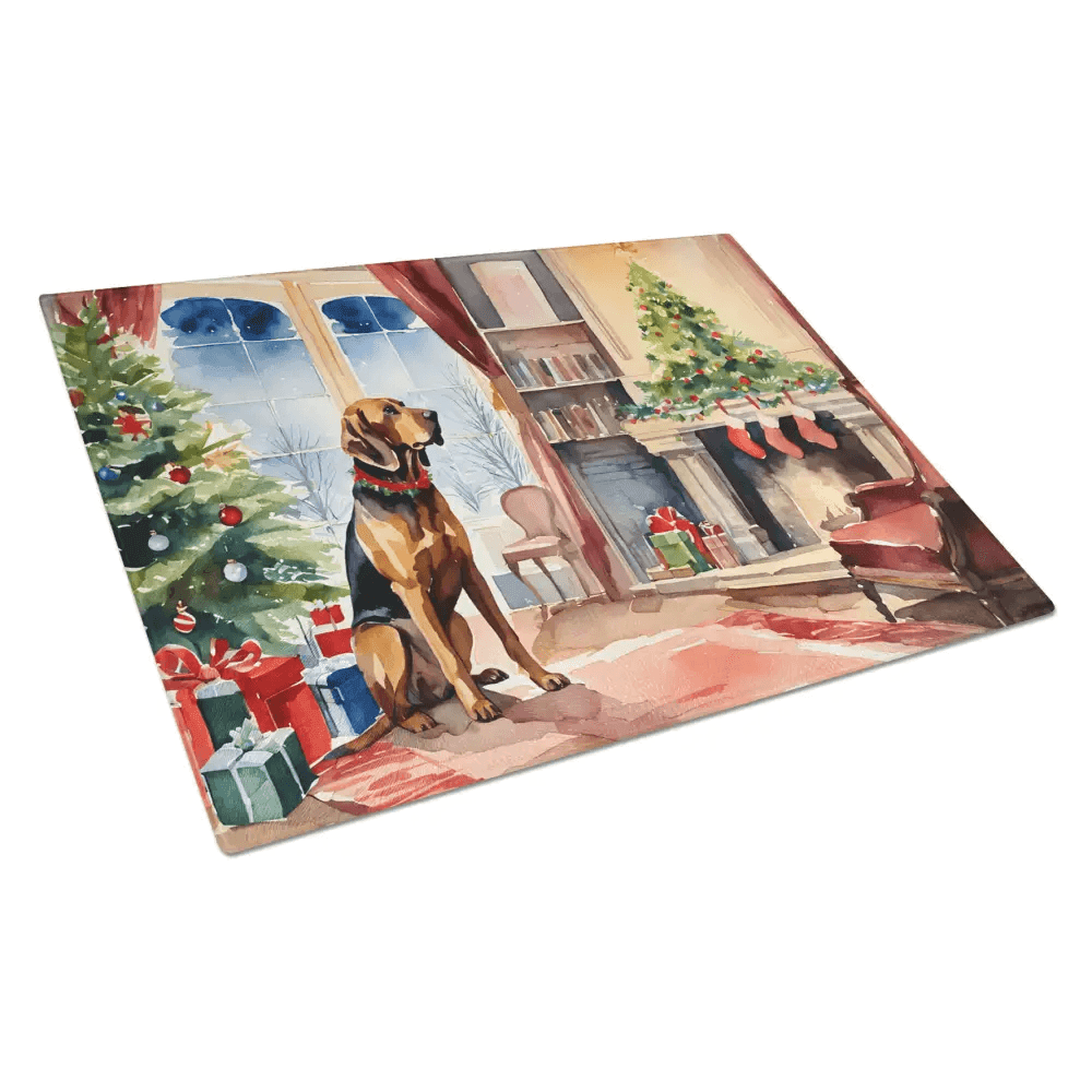 Bloodhound Cozy Christmas Cutting Board: Paw-fect Holiday Cheer! Here's a Product Description for the Bloodhound Cozy Christmas Cutting Board: - Estalios