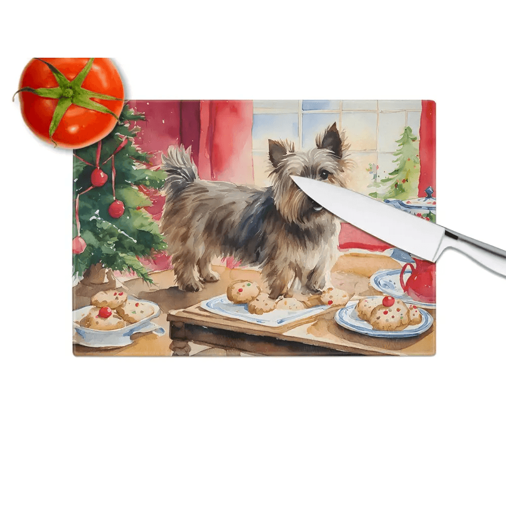 NEW Cairn Terrier Glass Cutting Board for Christmas Fun - Estalios