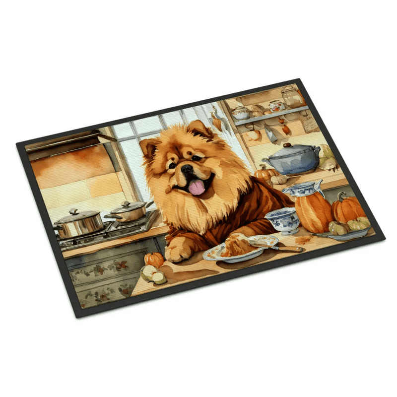 NEW Chow Chow Fall Kitchen Pumpkins Doormat Front Door Mat Indoor Outdoor Rugs for Entryway, Non Slip Washable Low Pile, 18H X 27W - Estalios