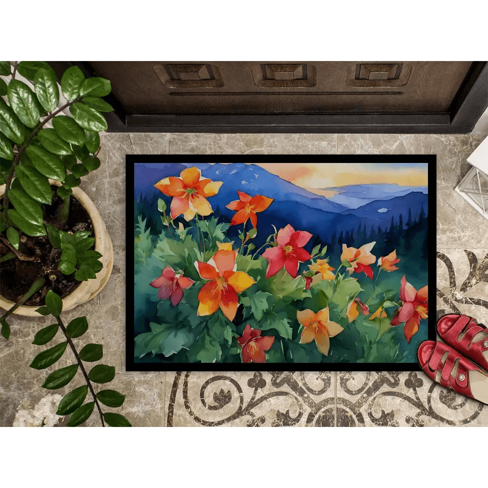NEW Colorado Rocky Mountain Columbine Watercolor Doormat for Safe Entry - Estalios