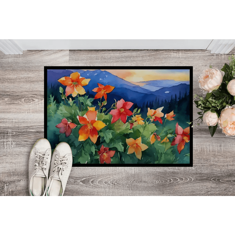 NEW Colorado Rocky Mountain Columbine Watercolor Doormat for Safe Entry - Estalios