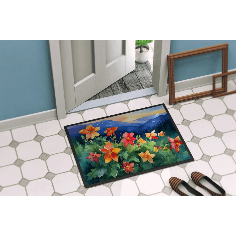 NEW Colorado Rocky Mountain Columbine Watercolor Doormat for Safe Entry - Estalios