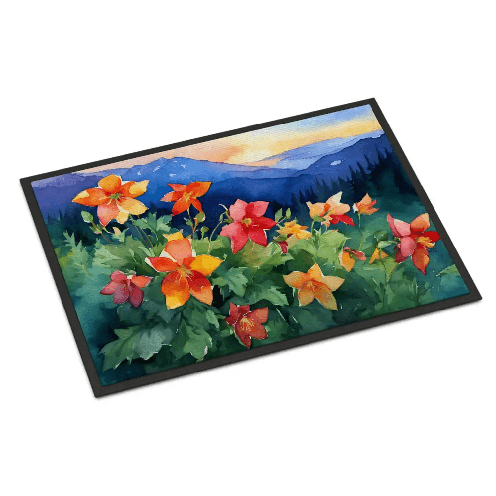 NEW Colorado Rocky Mountain Columbine Watercolor Doormat for Safe Entry - Estalios