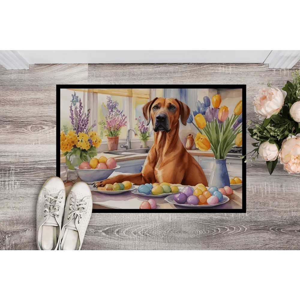 NEW Easter Rhodesian Ridgeback Doormat, Non-Slip & Washable - Estalios