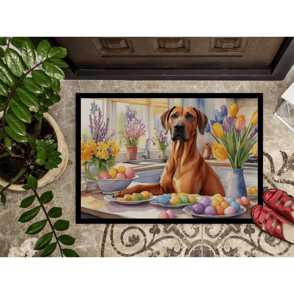 NEW Easter Rhodesian Ridgeback Doormat, Non-Slip & Washable - Estalios