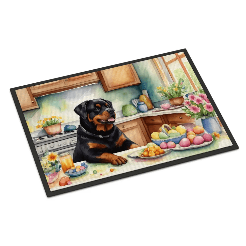New Easter Rottweiler Doormat Non-Slip Indoor Outdoor Rug - Estalios