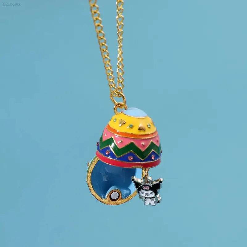 New Design Sanrios Hello Kitty Easter Egg Pendant Necklace Creativity Kuromi Charms Can Opened Easter Egg Toy Necklace - Estalios