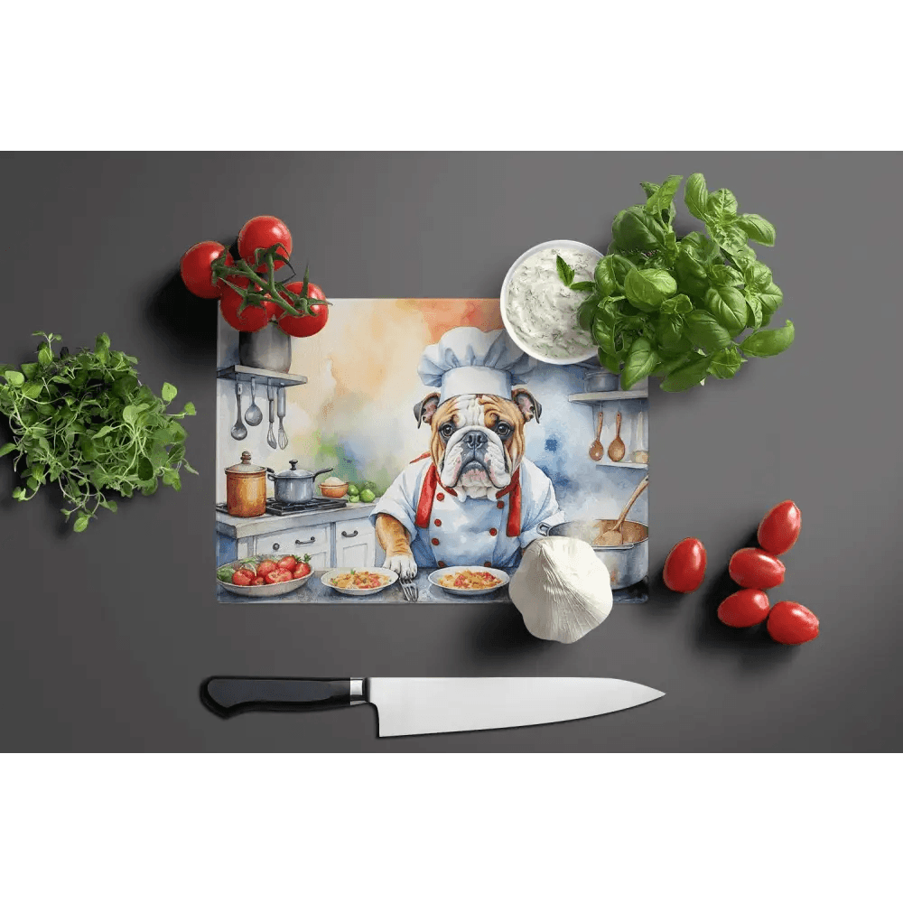 Bulldog Chefs Kitchen Watercolor: Pawsome Culinary Art! Introducing our Delightful Watercolor Bulldog Chef Illustration, a Charming Addition to any Kitchen! - Estalios