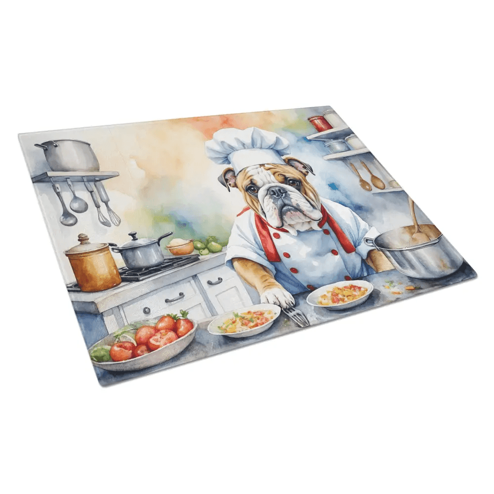 Bulldog Chefs Kitchen Watercolor: Pawsome Culinary Art! Introducing our Delightful Watercolor Bulldog Chef Illustration, a Charming Addition to any Kitchen! - Estalios