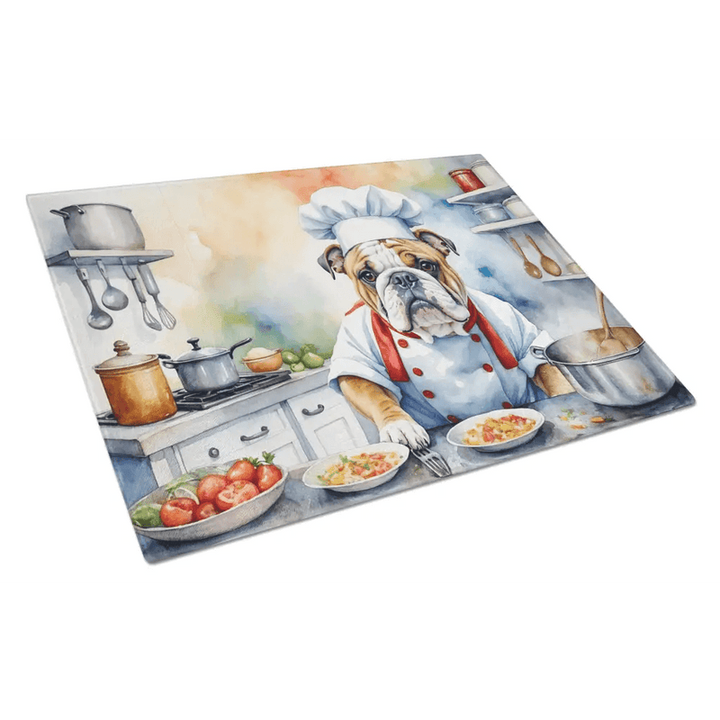 Bulldog Chefs Kitchen Watercolor: Pawsome Culinary Art! Introducing our Delightful Watercolor Bulldog Chef Illustration, a Charming Addition to any Kitchen! - Estalios