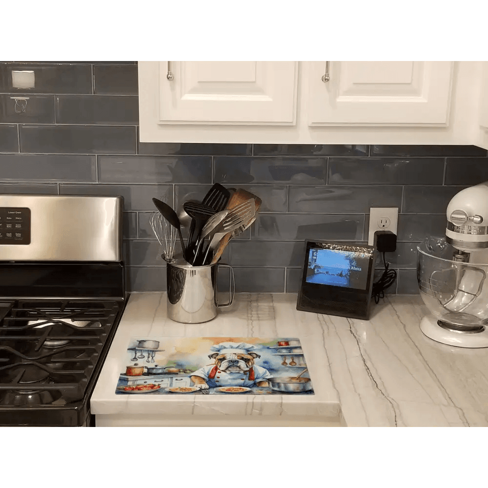Bulldog Chefs Kitchen Watercolor: Pawsome Culinary Art! Introducing our Delightful Watercolor Bulldog Chef Illustration, a Charming Addition to any Kitchen! - Estalios