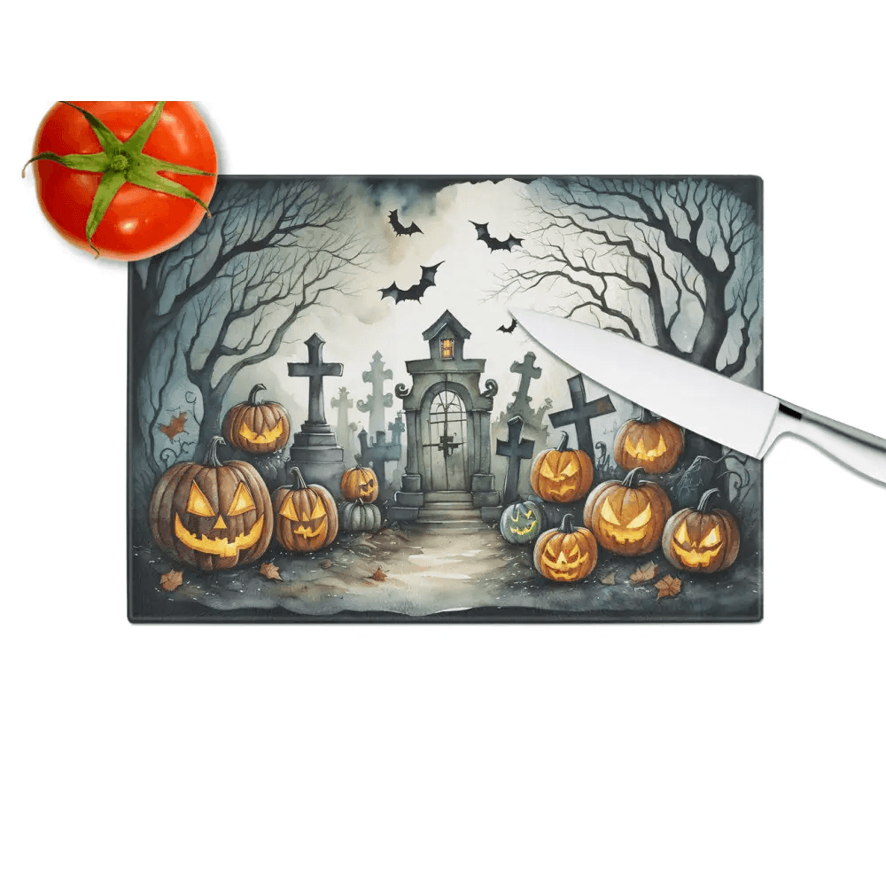 Spooktacular Slice Cutting Board: Halloween Fright! Unleash your Inner Ghoul with our Halloween Cutting Board, the Perfect Blend of Spooky Style - Estalios