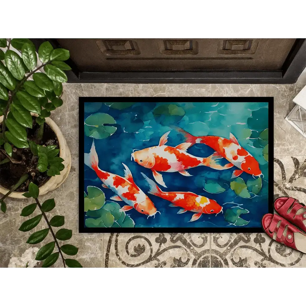 New Koi Fish Doormat Non Slip Washable Rug for Indoor Outdoor Entryways
