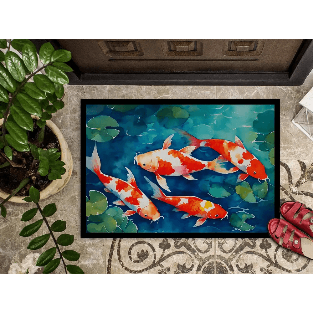 NEW Koi Fish Doormat Non Slip Washable Indoor Outdoor Rug - Estalios