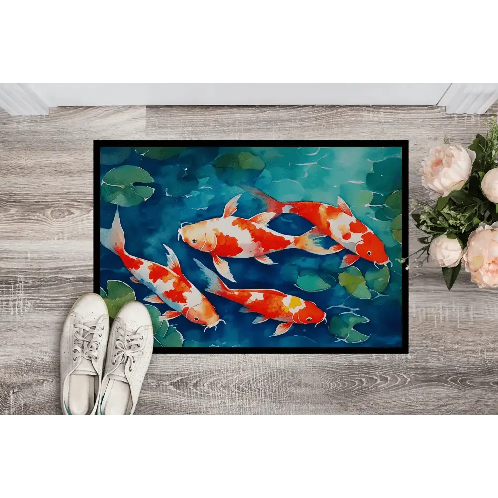 New Koi Fish Doormat Non Slip Washable Rug for Indoor Outdoor Entryways