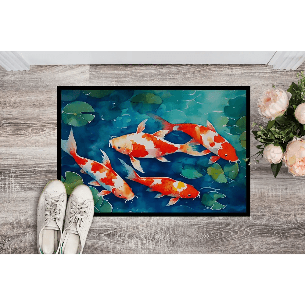 NEW Koi Fish Doormat Non Slip Washable Indoor Outdoor Rug - Estalios