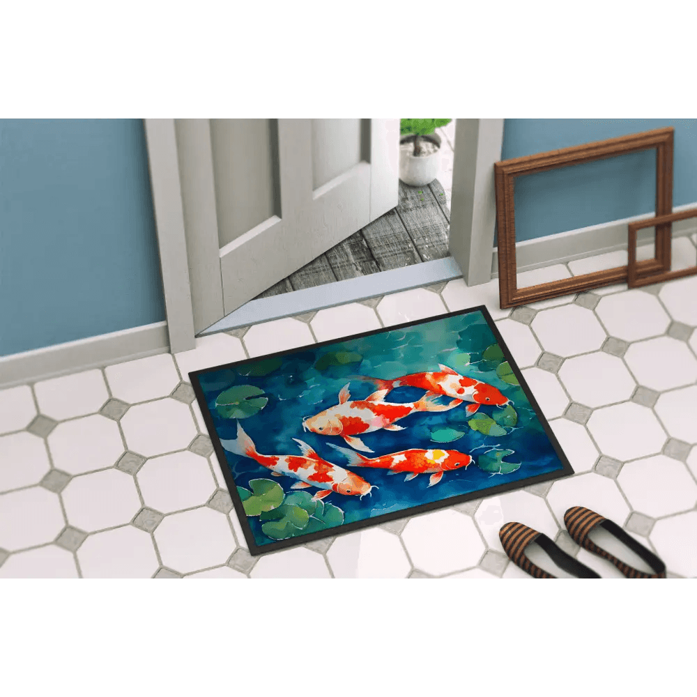 NEW Koi Fish Doormat Non Slip Washable Indoor Outdoor Rug - Estalios
