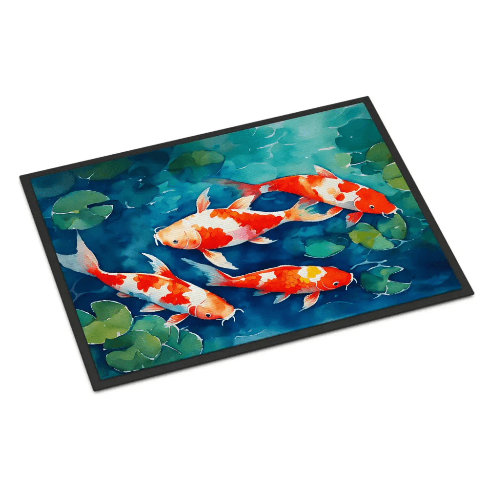 NEW Koi Fish Doormat Non Slip Washable Indoor Outdoor Rug - Estalios