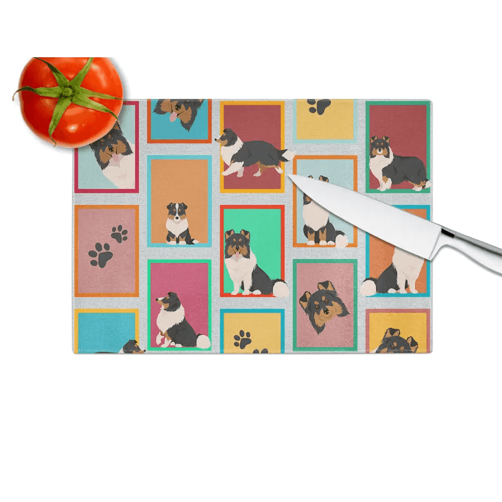 NEW Lots of Tricolor Sheltie Glass Cutting Board Decorative Tempered Glass Kitchen Cutting and Serving Board Large Size Chopping Board - Estalios