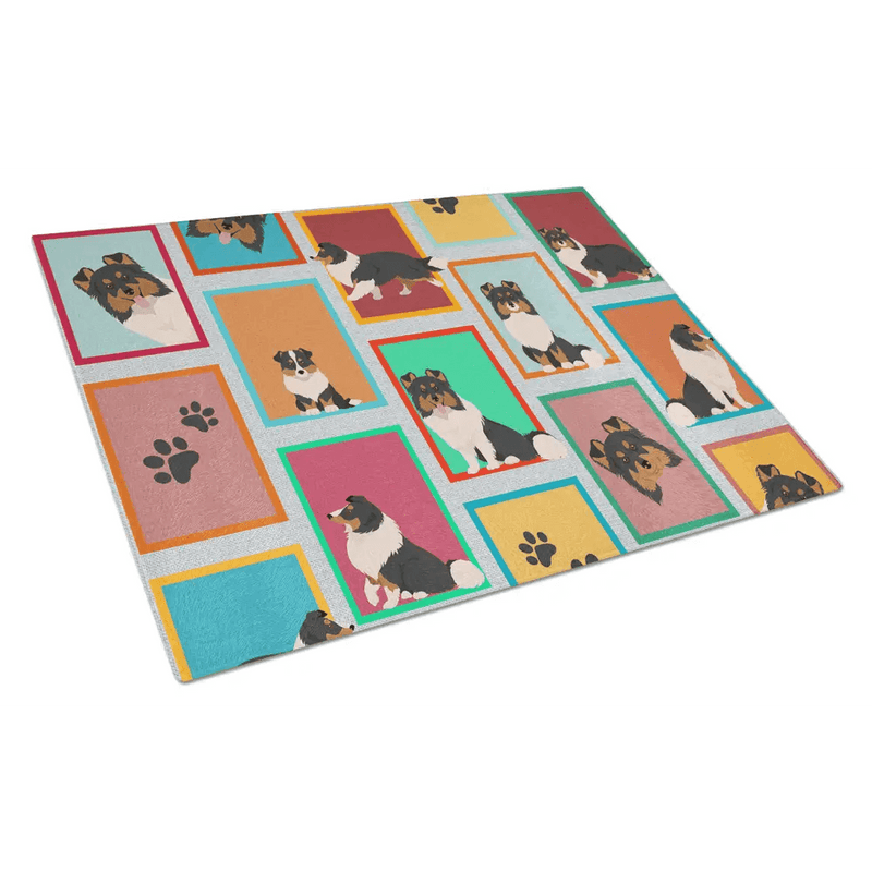 NEW Lots of Tricolor Sheltie Glass Cutting Board Decorative Tempered Glass Kitchen Cutting and Serving Board Large Size Chopping Board - Estalios