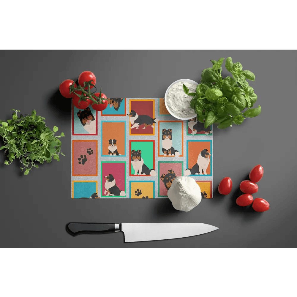 NEW Lots of Tricolor Sheltie Glass Cutting Board Decorative Tempered Glass Kitchen Cutting and Serving Board Large Size Chopping Board - Estalios