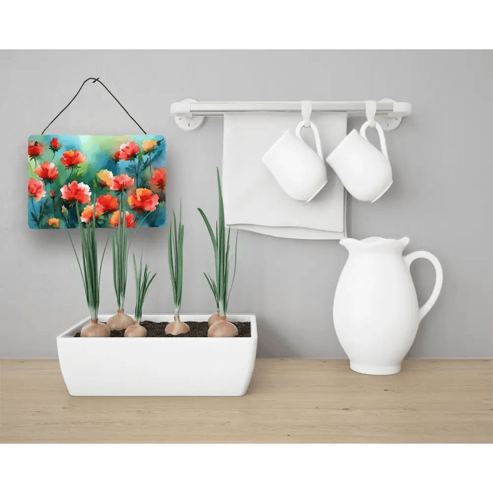 NEW Ohio Scarlet Carnations Aluminum Wall Art for Home Decor - Estalios