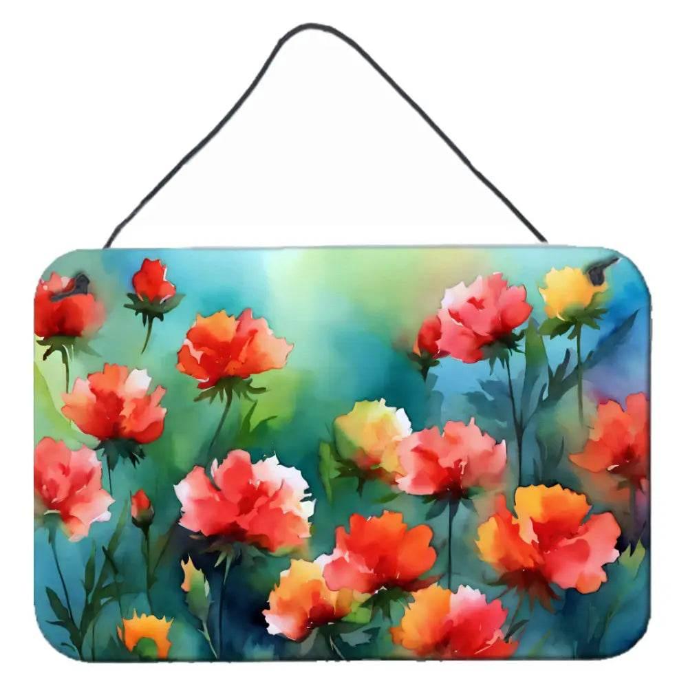 NEW Ohio Scarlet Carnations Aluminum Wall Art for Home Decor - Estalios