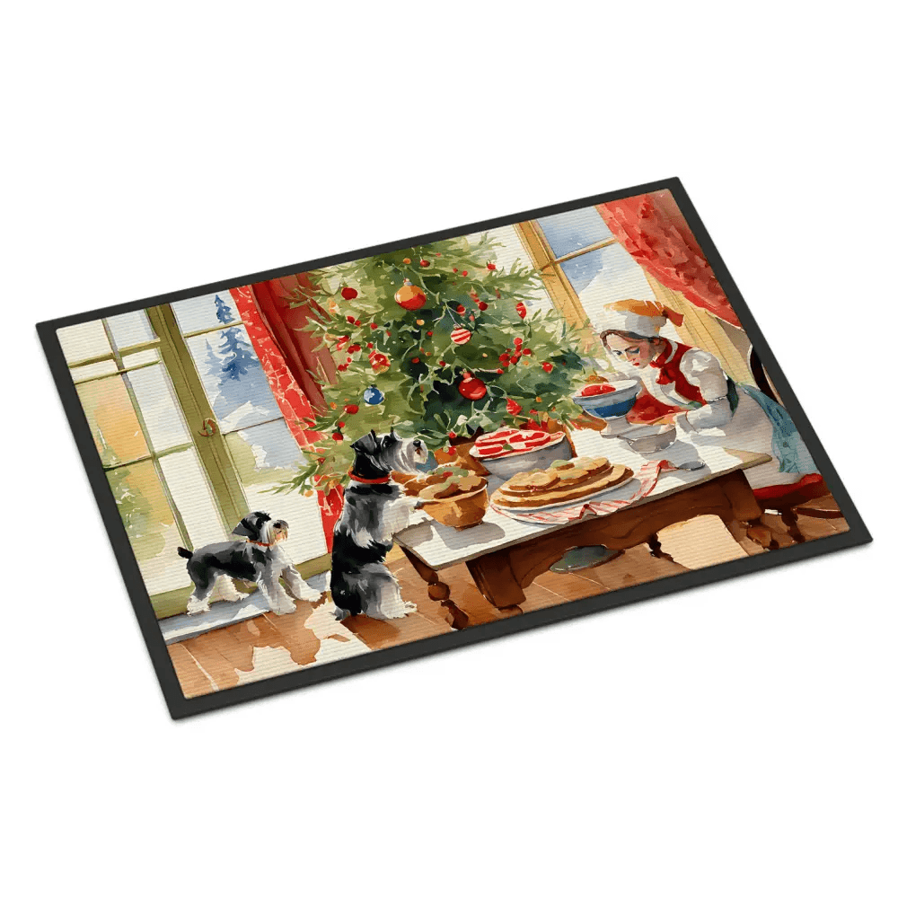 Schnauzer Christmas Cookies Doormat for Indoor Outdoor Use - Estalios