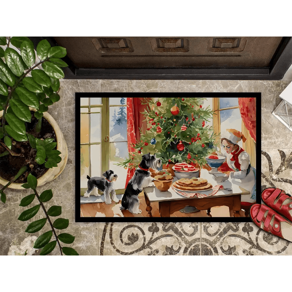 Schnauzer Christmas Cookies Doormat for Indoor Outdoor Use - Estalios