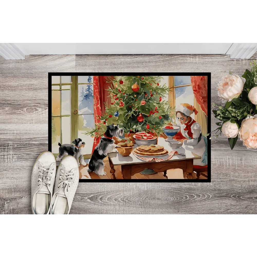 Schnauzer Christmas Cookies Doormat for Indoor Outdoor Use - Estalios