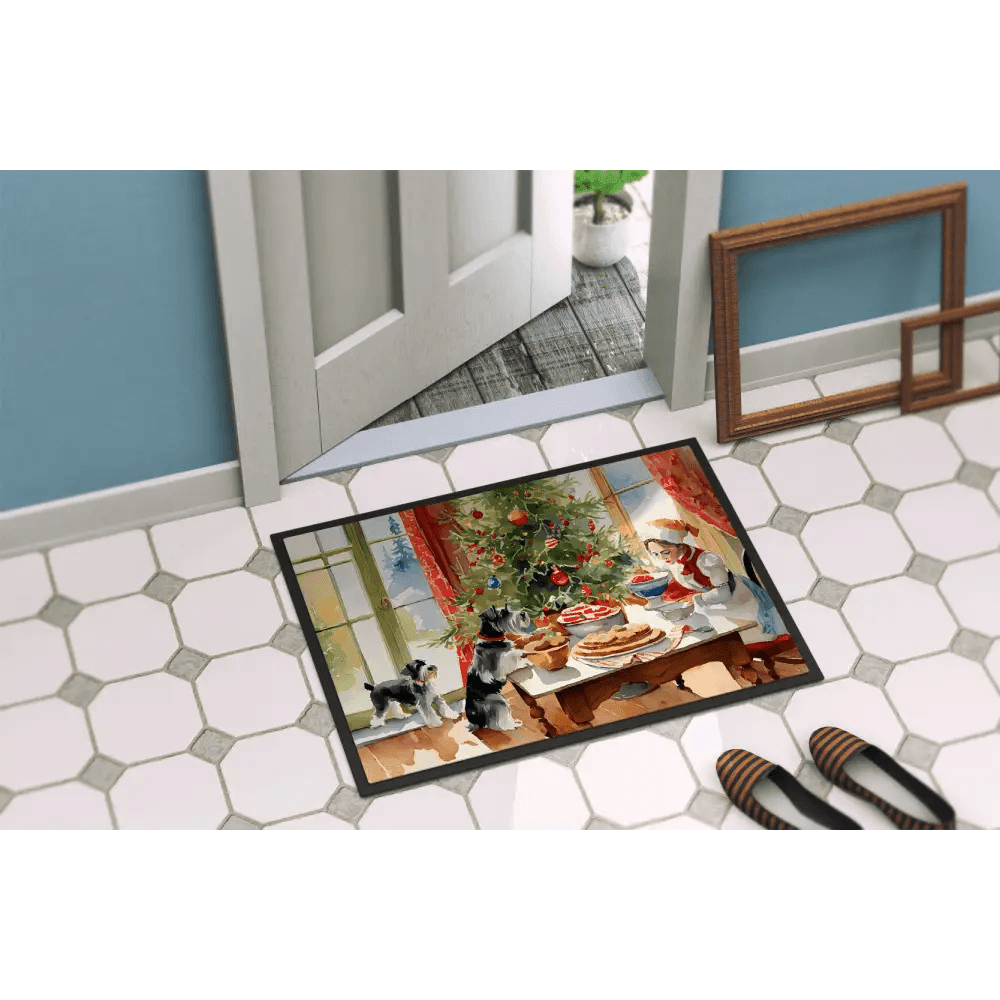 Schnauzer Christmas Cookies Doormat for Indoor Outdoor Use - Estalios